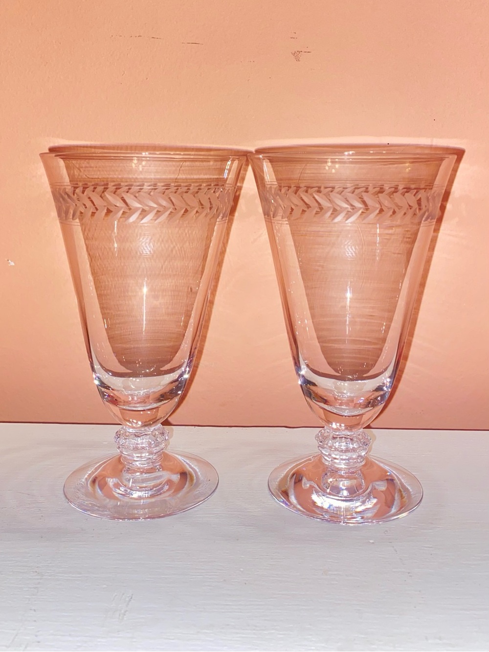 VINTAGE FOSTORIA “Laurel” Iced Tea Glass Set of Two